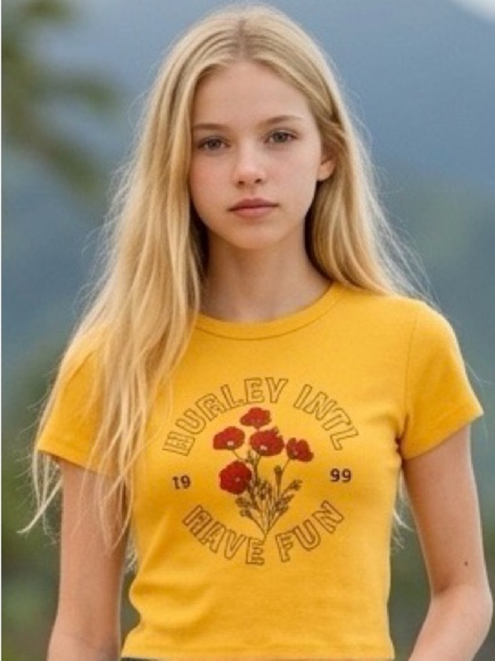Hurley Poppy Short Sleeve Baby T-Shirt Girls Juniors Size Small NWT